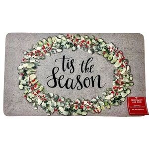 Christmas Wreath “Tis The Season” Accent Rug Clay Grey Multi 17.3” X 29.9” NEW